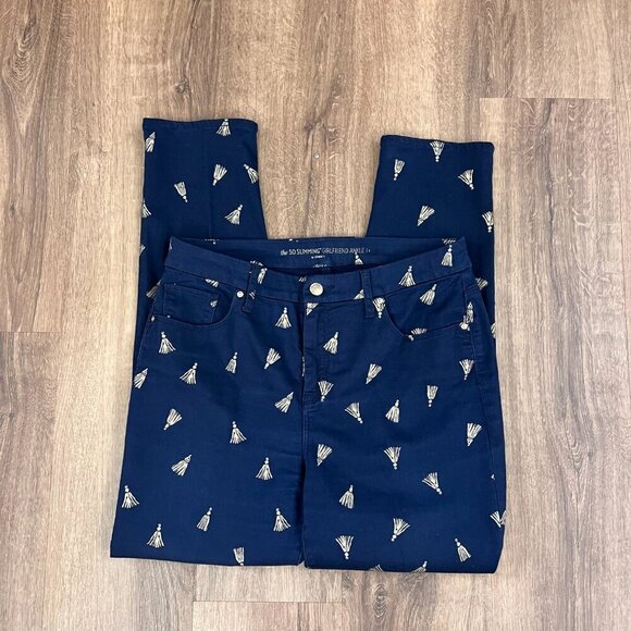 Chico's Navy So Slimming Gold Tassel Girlfriend Ankle Pants Sz 8 - Picture 10 of 13